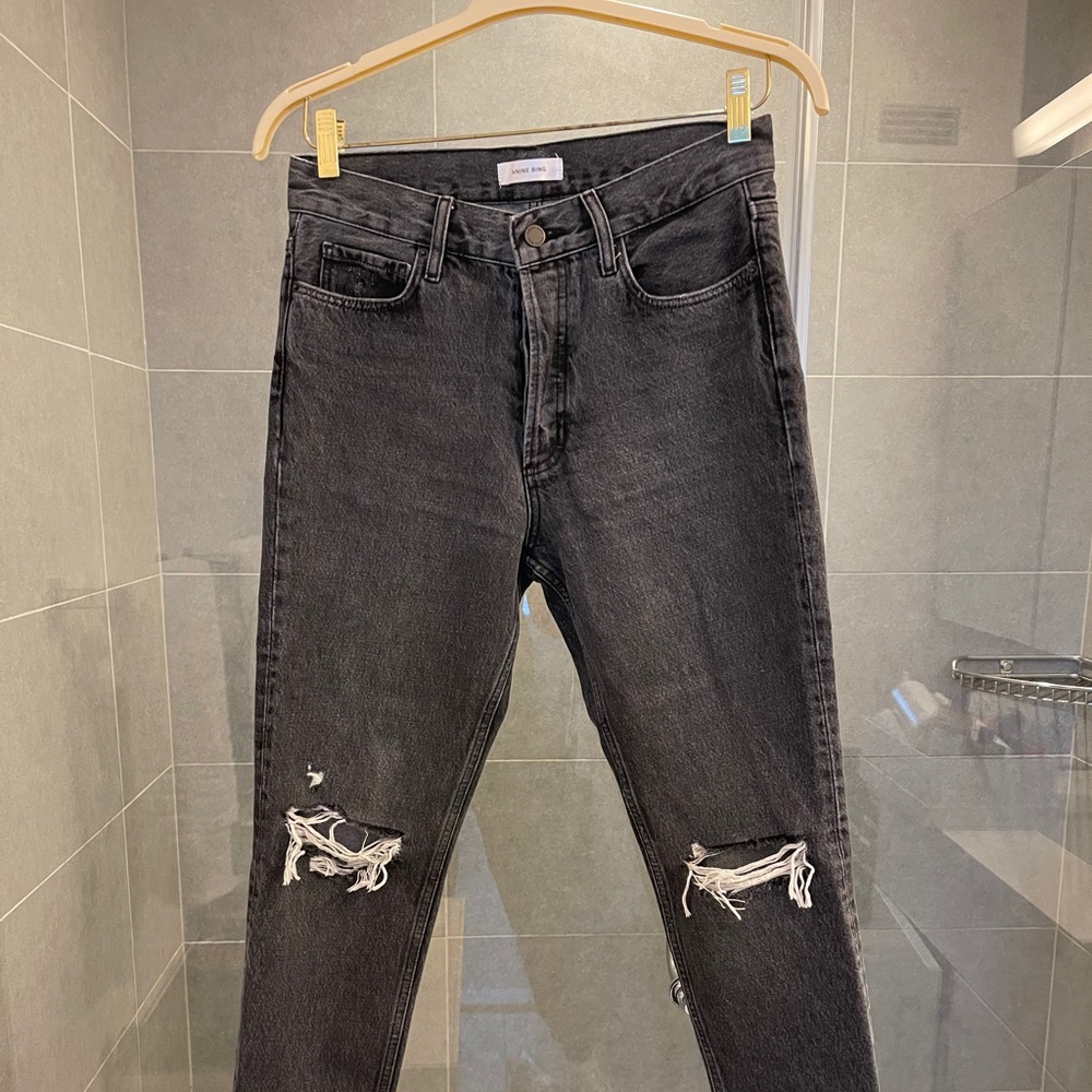 Anine Bing distressed black jeans size 27